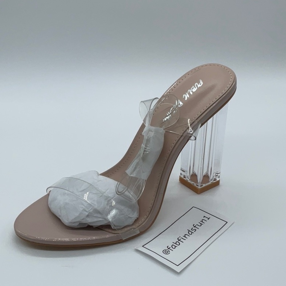 Public Desire Clear Block Barely There Heels - Picture 2 of 2
